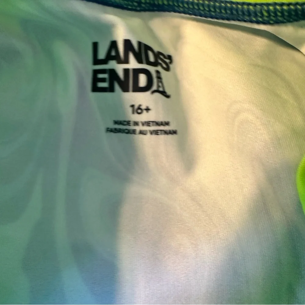 Lands' End Kids Swim Rashguard - Blue and Lime